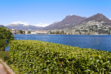 Lakefront of Lugano - Switzerlandの写真素材