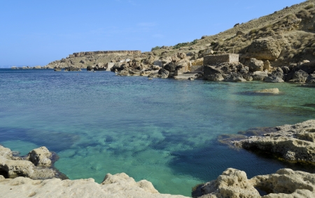 Beautiful coast in Gnejna - Maltaの写真素材