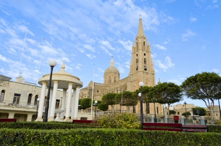 Main church of Ghajnsielem in Gozo - Maltaの写真素材