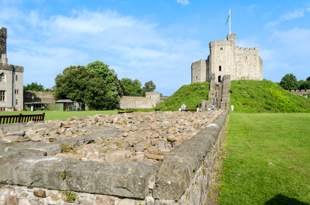 Exterior of Cardiff Castle  Wales, United Kingdomのeditorial素材