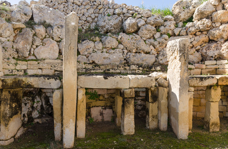 Ruins of the Ggantija temples in Xaghra - Gozo, Maltaの写真素材