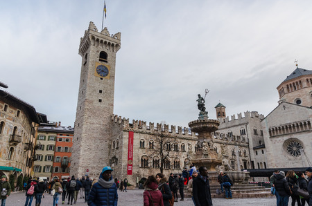 Piazza Duomo and the Cathedral of San Virgilio in Trento, Italyのeditorial素材