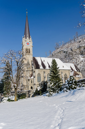 Cathedral of St. Florin in Vaduz Liechtensteinの写真素材
