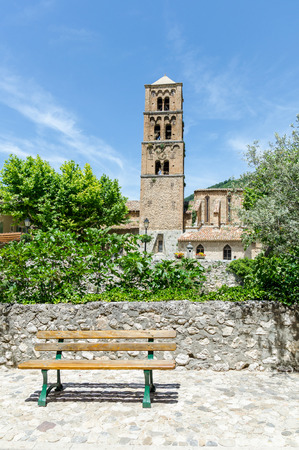 Old bell tower in Moustiers-Sainte-Marie in Provence, Franceの写真素材