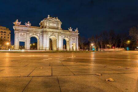 Evening at Puerta de Alcala in Madrid, Spainの写真素材