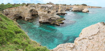 Beach of Torre Sant'Anrea in Puglia, Italyの写真素材