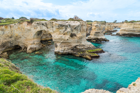 Beach of Torre Sant'Anrea in Puglia, Italyの写真素材