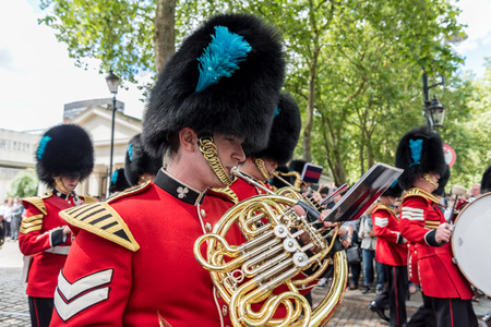 Musicians at the Changing of the Guard Performance at Buckingham Palace in the summerのeditorial素材