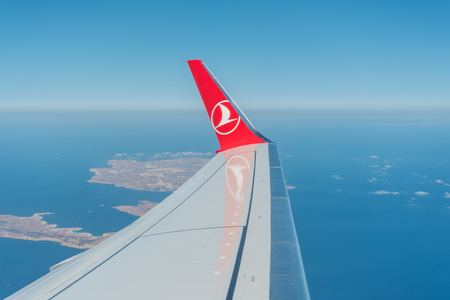 Turkish Airlines flying over the Maltese Islandsのeditorial素材
