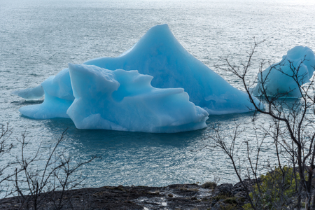 Icebergs near Perito Moreno Glacier on Lago Argentino in Argentinaの写真素材