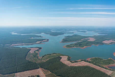 Aerial View of Iguazu River in Misiones province, Argentinaの写真素材