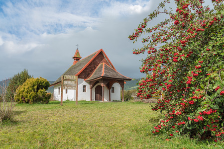 A chapel in the countryside near Puerto Varas, Chileの写真素材