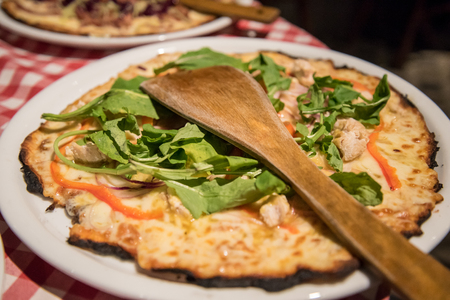 Chilean Pizza in Puerto Varas restaurant, Chileの写真素材