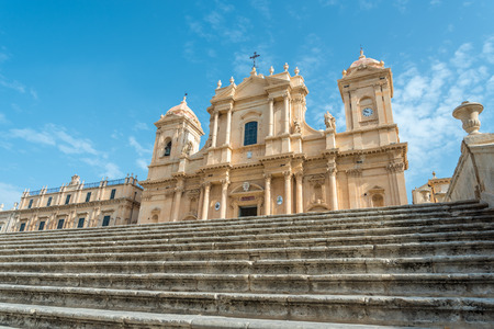 Cathedral of Saint Nicholas of Myra in Sicilian Baroque Style located in Noto, Southern Sicily, Italyのeditorial素材