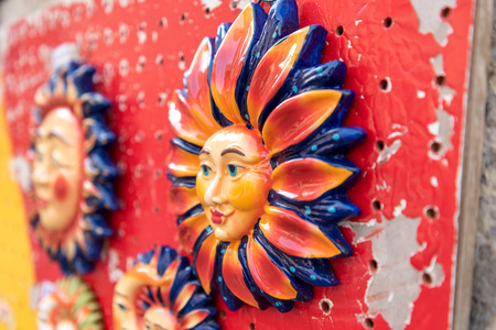 Typical Sicilian Souvenir in ceramic symbolising the sunshineの写真素材