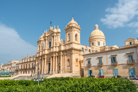 Cathedral of Saint Nicholas of Myra in Sicilian Baroque Style located in Noto, Southern Sicily, Italyのeditorial素材