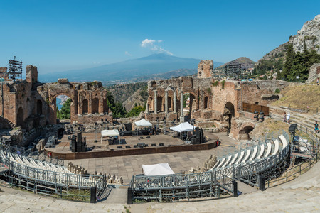 Views of the Etna volcano from Taormina in Sicily, Italyのeditorial素材