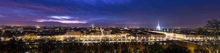 Evening skyline of Turin in Italyの写真素材