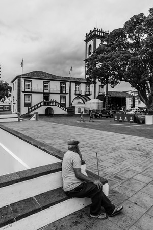 The centre of Ribeira Grande on the island of Sao Miguel, Portugalのeditorial素材