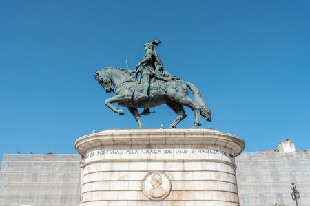 Statue of King John I in Praça da Figueira in Lisbon, Portugalのeditorial素材