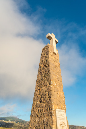 Cross sign in Cabo da Roca in the Natural Park of Sintra-Cascais in Portugalの写真素材
