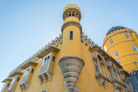 Detail from the colourful Palacio de Pena located in the outskirts of Sintra in Portugalのeditorial素材