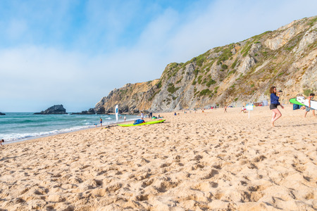 Praia da Adraga in the Natural Park of Sintra-Cascais in Portugalの写真素材