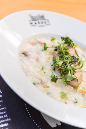 Risotto served in Mercado da Ribeira in Lisbon, Portugalの写真素材