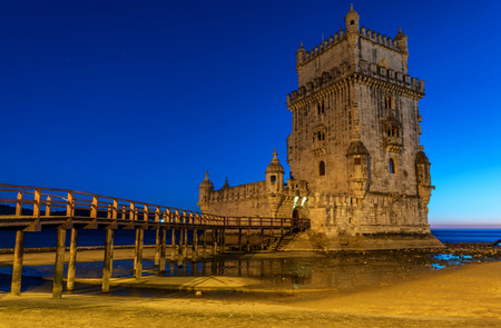 Evening at Belem Tower in Lisbon, Porutgalのeditorial素材