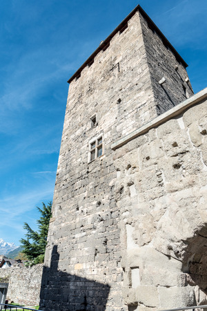 Torre dei Signori di Porta S. Orso in Aosta, Italyの写真素材