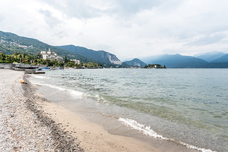 Lakeside walk overlooking Lago Maggiore in Stresa, Italyのeditorial素材