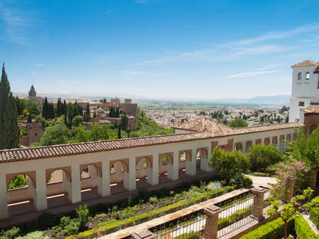 view of the Alhambra castle and Generalife in Granada, Andalusia, Spain