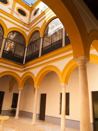 Courtyard in Royal palace, Real Alcazar, of Seville, Spainのeditorial素材