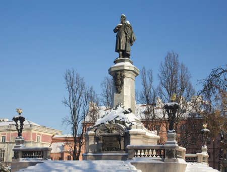 Great poet Adam Mickiewicz monument (constructed in 1897-1898) Warsaw, Poland.のeditorial素材