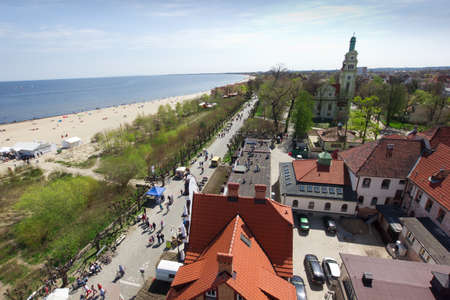 aerial view of famous spa resort at the seaside, Sopot, Poland at summerのeditorial素材
