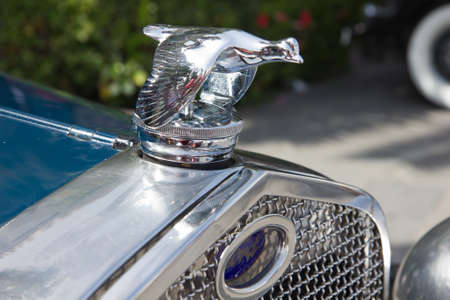 PUERTO DE LA CRUZ - JULY 14: The emblem the car Ford, flying duck, on July 14, 2013 in Puerto de la Cruz. Ford is oldest American multinational automotive manufacturing company.のeditorial素材