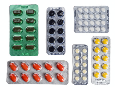 Blister of pills on a white backgroundの写真素材