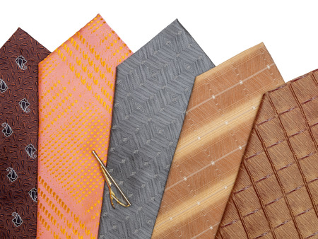 Several modern ties on a white の写真素材