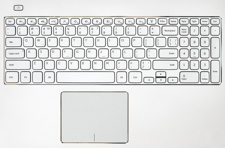 Top view on the gray laptop keyboard