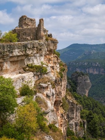 The remains of an ancient building on top of a mountainの写真素材