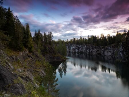 Marble Lake in Ruskeala. Republic of Karelia, Russiaの写真素材