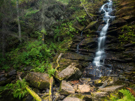 Waterfall in the forest. Republic of Karelia, Russia