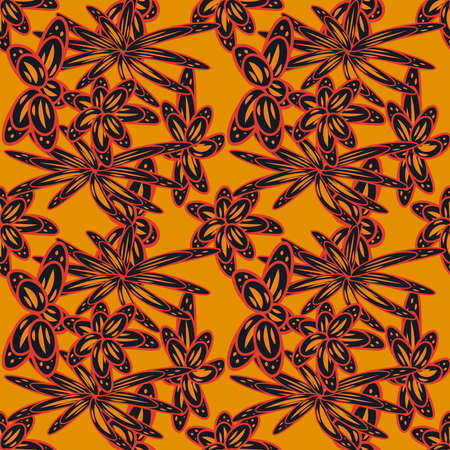 Seamless flat vector composition of tropical leaves abstract color beach wallpaper white backgroundのイラスト素材