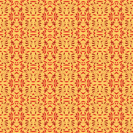 Seamless floral pattern with ornamental flowers in Khokhloma style. Floral design. Traditional russian Hohloma ornament with flowers in dark blue colors. Vector illustrationのイラスト素材