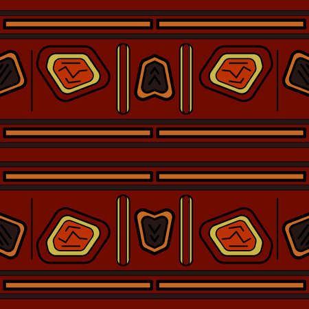 Seamless decorative pattern. ethnic endless background with ornamental decorative elements with...