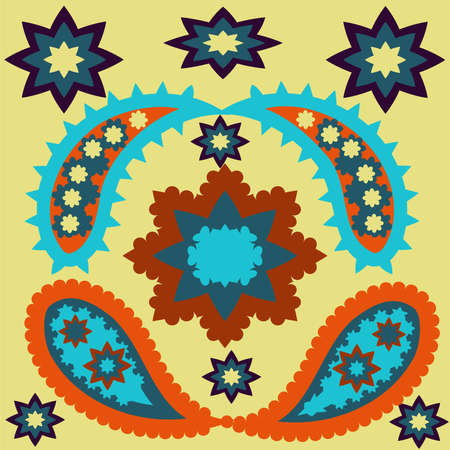 Colorful pattern with decorative flowers. Paisley and roses. Indian style. Indonesian batik. Classic...