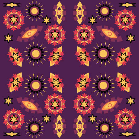 Abstract seamless texture with fish, hearts, flowers. Endless background.