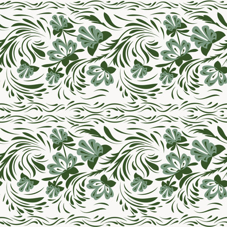 Folk floral flowers. Ethnic tradishional seamless patternのイラスト素材