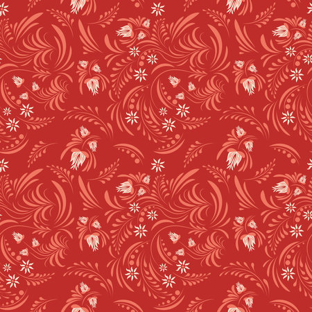 Folk floral pattern. Flowers abstract surface design. Seamless patternのイラスト素材