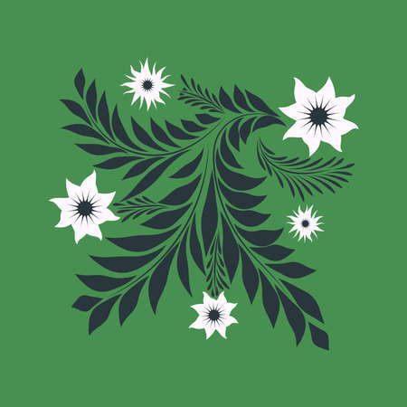 Folk floral art print Flowers abstract art posterのイラスト素材